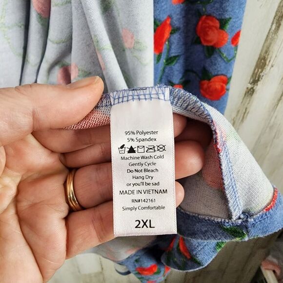 LuLaRoe Caroline Cardigan Sweater Blue Red Size 2XL - Picture 8 of 10